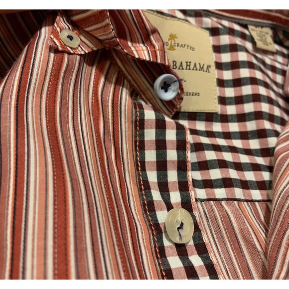 Tommy Bahama Jeans Red Orange Striped Cotton Button Up Shirt Men’s Size Small - Picture 3 of 12